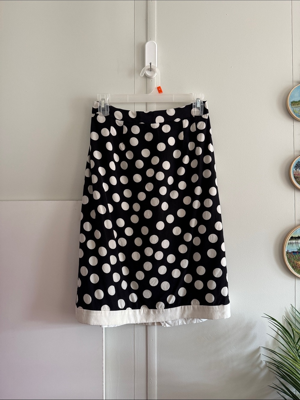 CLUB MONACO Vintage 100% Silk Polka Dot Midi Skirt 12 (Fits Smaller)